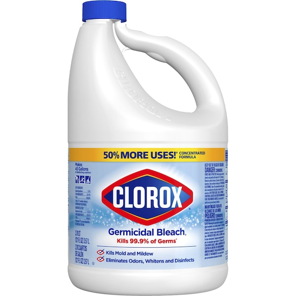 Clorox Germicidal Bleach, SplashLess Jug, 1 gal, Concentrated Formula